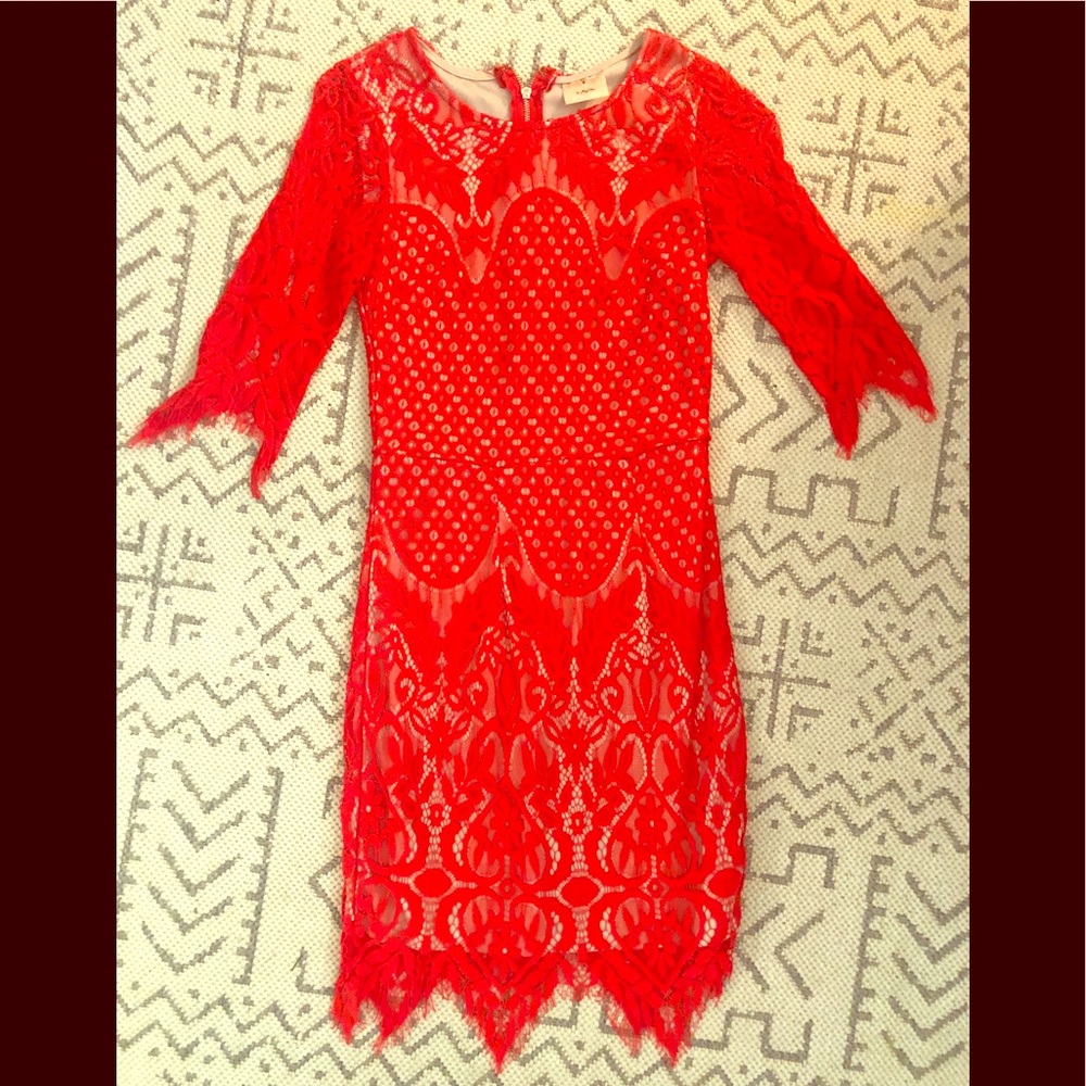 Red lace dress
